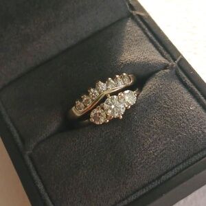 14K White Gold Diamond Engagement Ring & Contour Band Set – 0.58 CTW – 3.6g & 2.